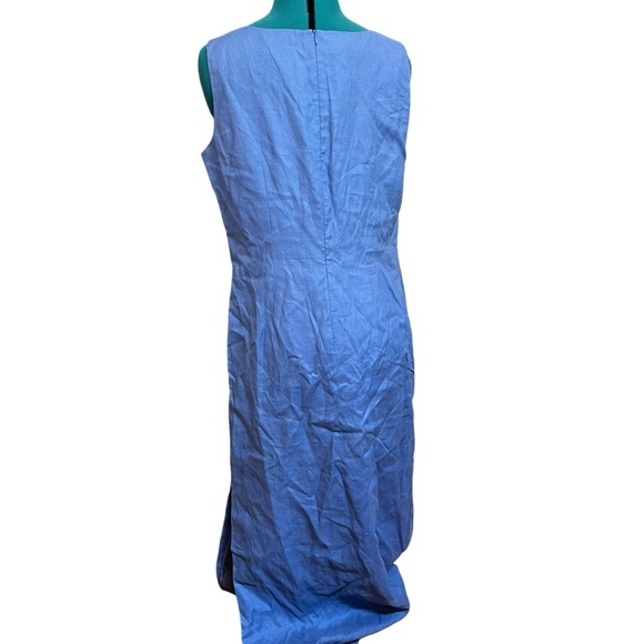 Dué Per Dué Vintage Linen Periwinkle Zip Up Boat Neck Maxi Dress A24 - Picture 2 of 3